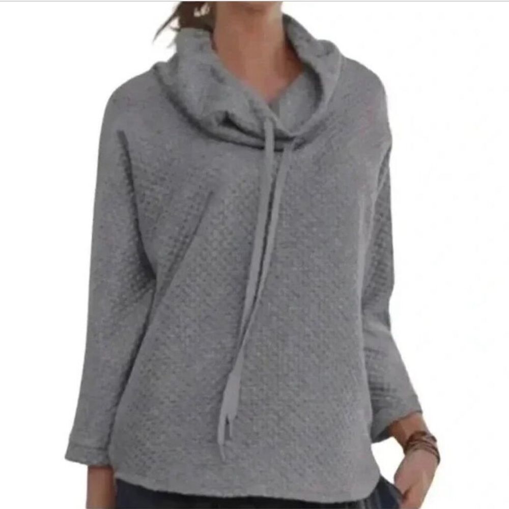 Sundance Cowl Neck Quilted Pullover Sweatshirt Gray